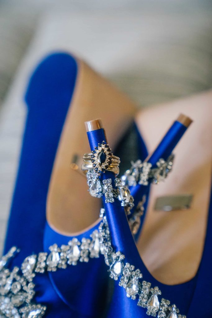 Detail shot of wedding shoes for destination wedding at Ocean Institute in Dana Point