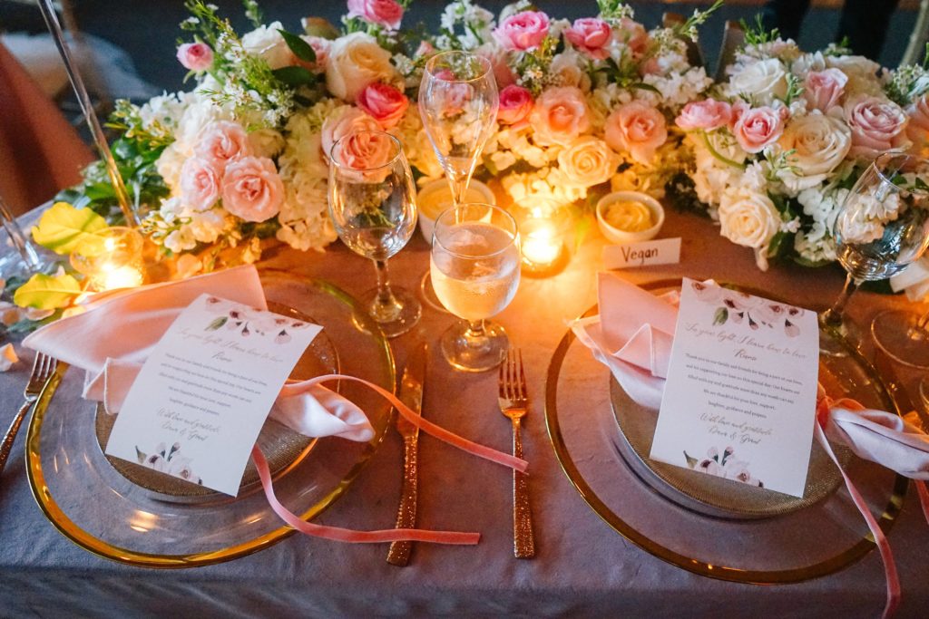 Detail photo of place setting for wedding at Ocean Institute in Dana Point