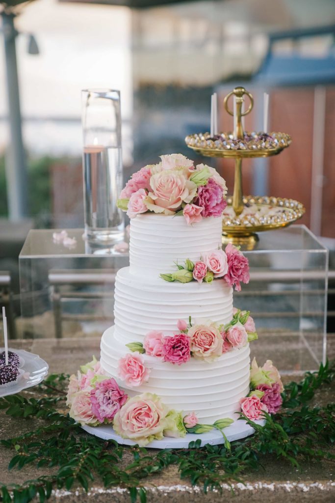 Detail photo of wedding cake for wedding at Ocean Institute by Orange County Beach Weddings