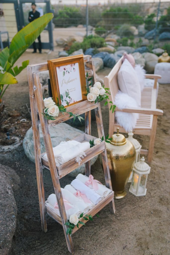 Photo of gift stand for guests at Ocean Institute wedding by Orange County Beach Weddings
