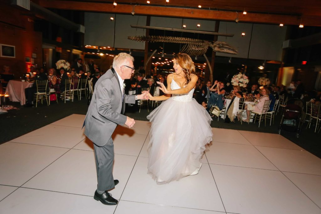 Father daughter dance at wedding at the Ocean Institute in Dana Point by Orange County Beach Weddings
