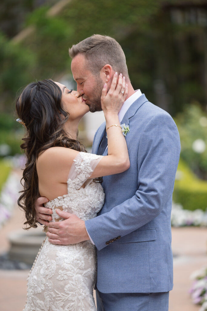 Bride & Groom kissing at their wedding at Surf & Sand in Laguna Beach